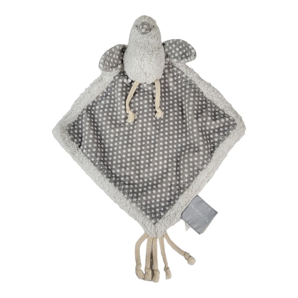 Demdaco Bennett Birdie Plush Bird Lovey Gray Polk Dot Security Blanket HTF
